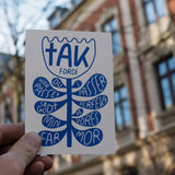 Tak fordi du/I har passet/passer så godt/perfekt på min/vores far/mor - A6 kort m. konvolut